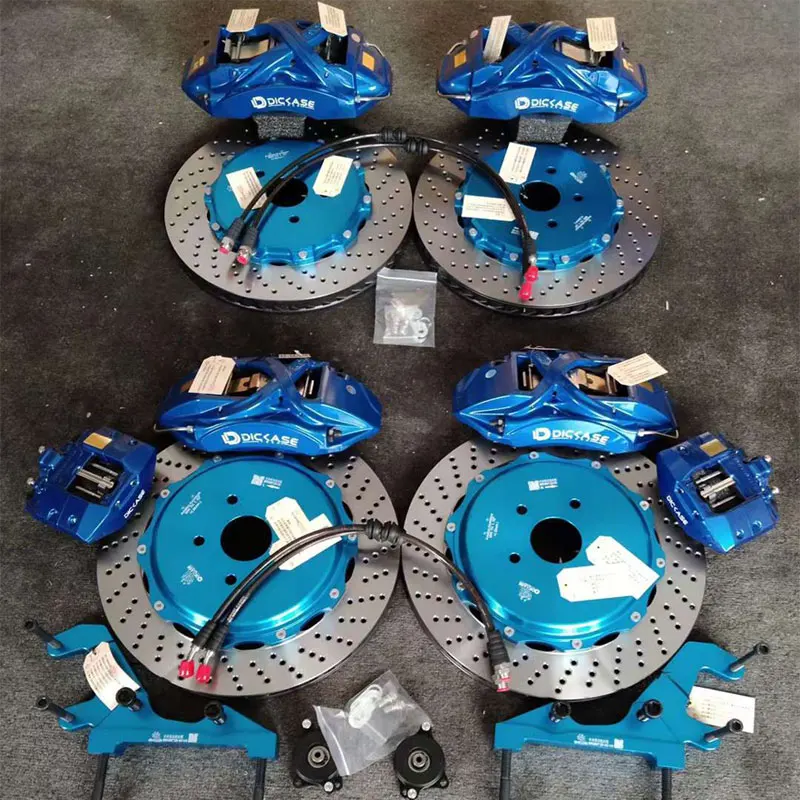 

Dicase Brake Aftermarket Part Front and Rear With Electronic Parking Caliper Oxidized Blue drilled disc for Toyota ALPHARD/Camry