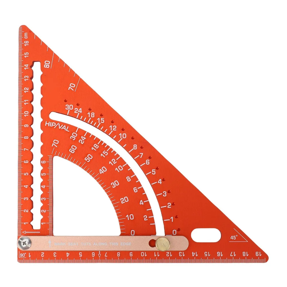 Aluminum Alloy Adjustable Triangle Ruler Positioning Rod Engraved Scale Rafter Framing Square 0-70° Angle Range