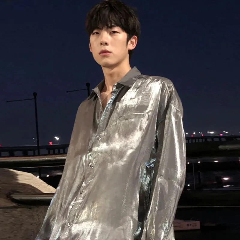 

Man Boy's Chic Hologram Long Sleeve Suncreen Sunproof Thin Shirts