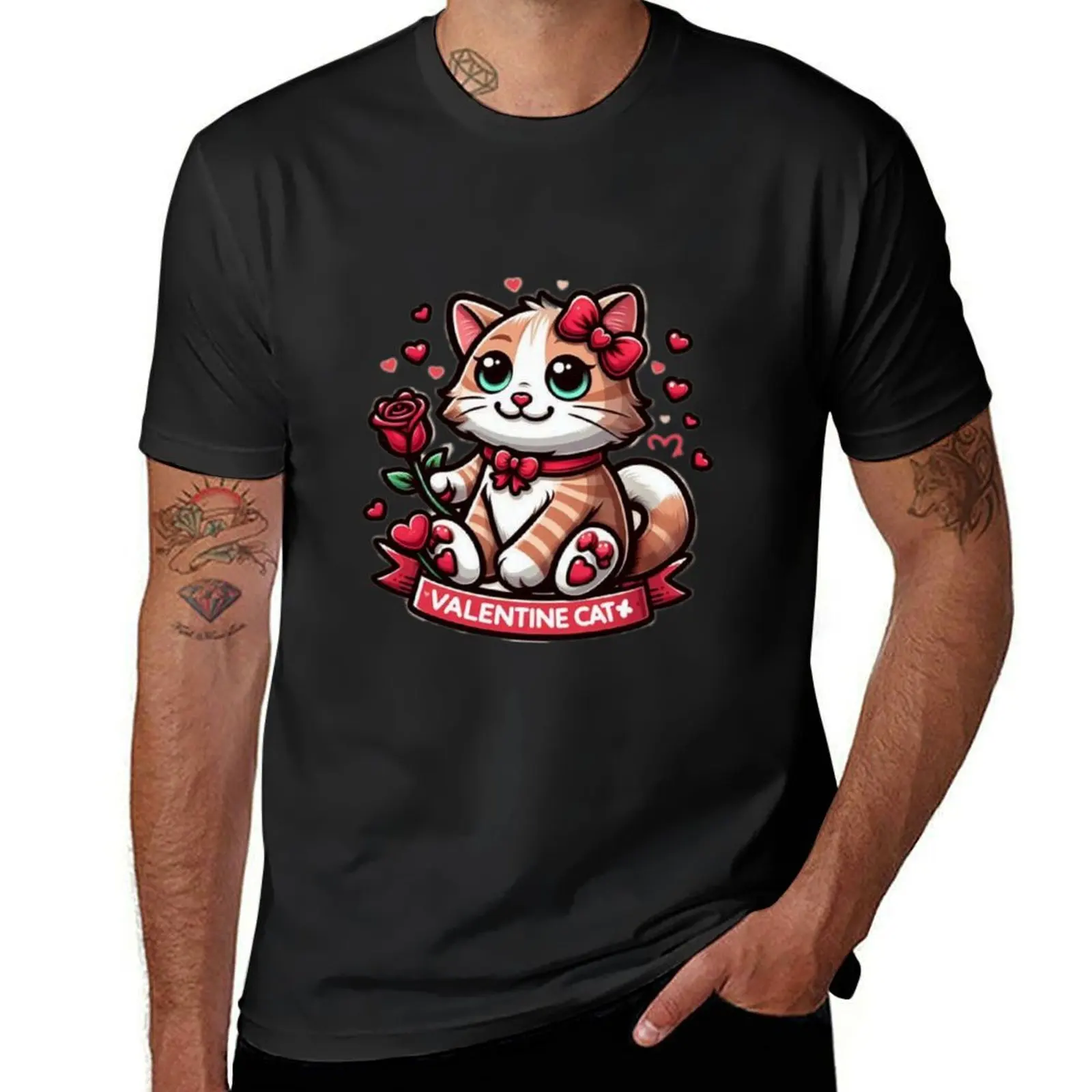 

happy valentine's day cat T-Shirt vintage anime shirt new edition gifts for boyfriend luxury designer mens t shirt graphic