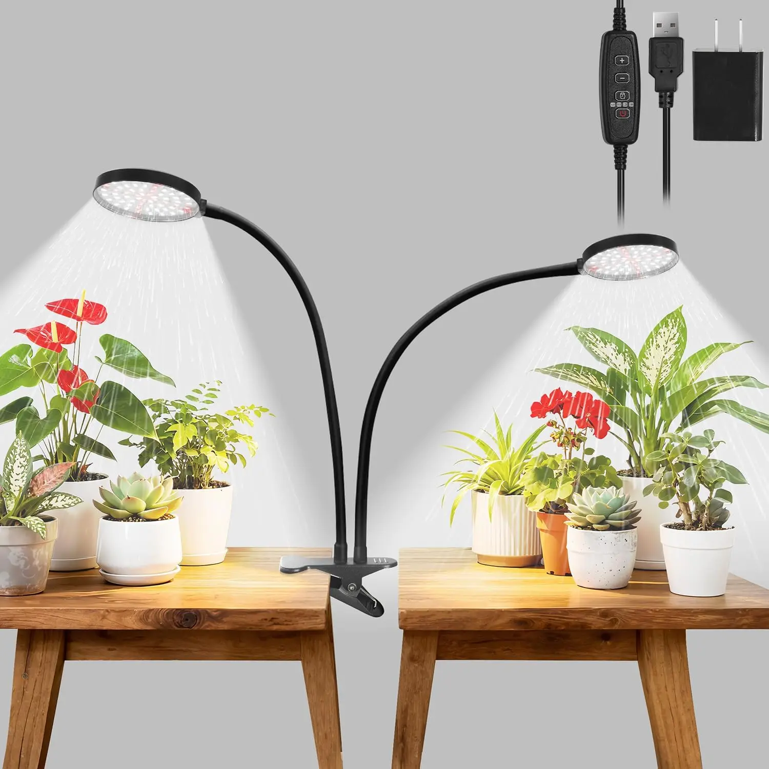 

Full Spectrum LED Grow Light for Indoor Plants with Timer, Adjustable Gooseneck & 5 Dimming Levels