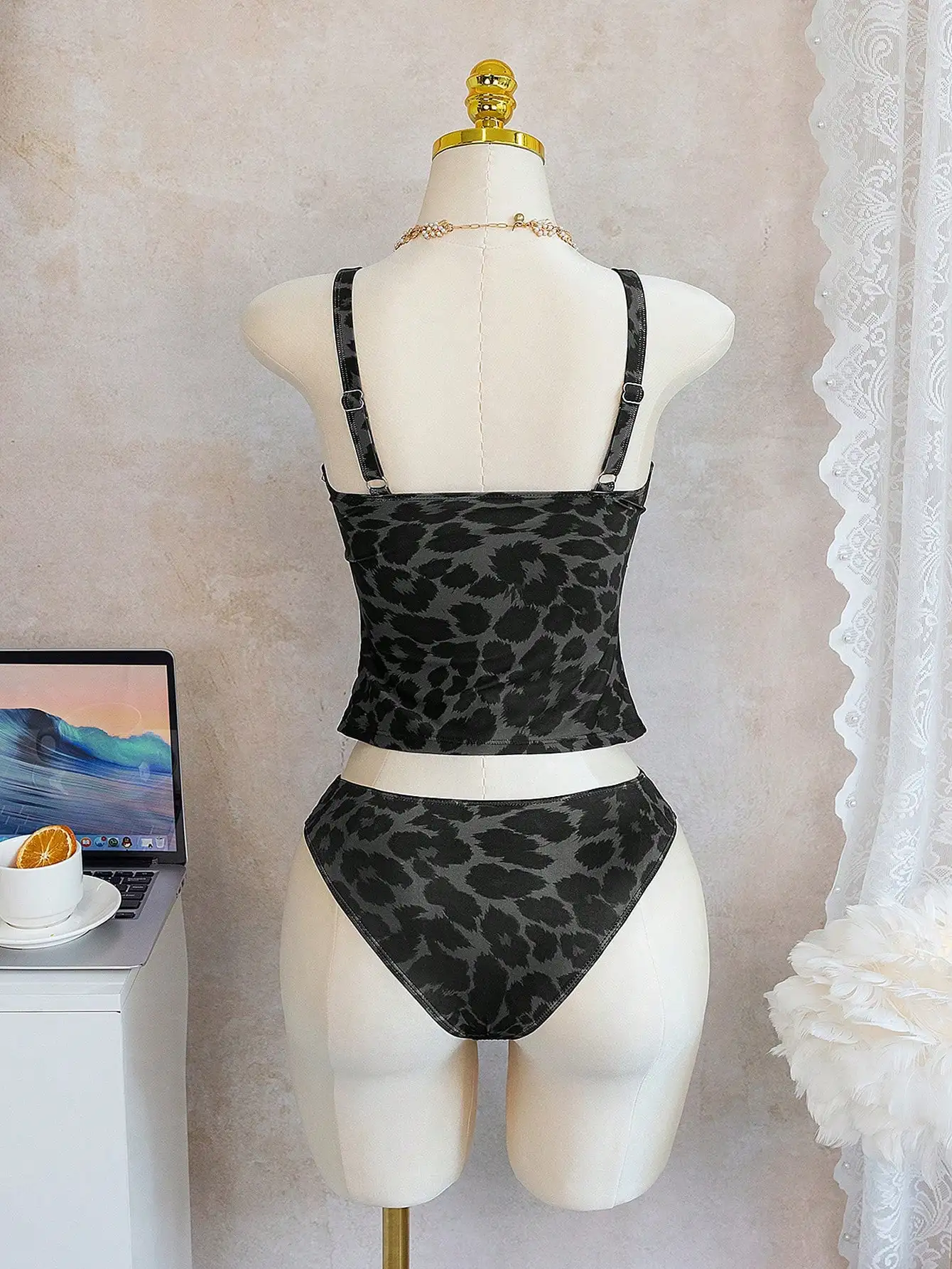 Women's Leopard Print V-Neck 2-Piece Bikini Set For Beach Pool Party