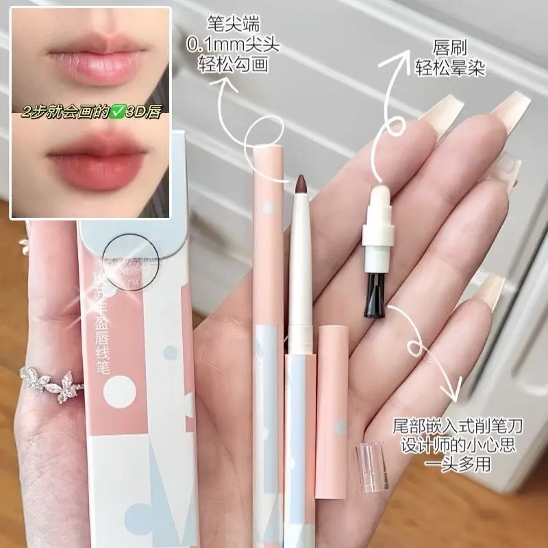 MAYSOO Lipliner Waterdichte driedimensionale dubbele kop Lipliner Matte kleurweergave Afwerking Overzicht Mond Rode Klei Vrouw