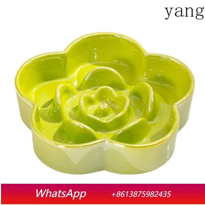 

CX ceramic slow food bowl dog bowl anti-choking, cat bowl with wooden frame