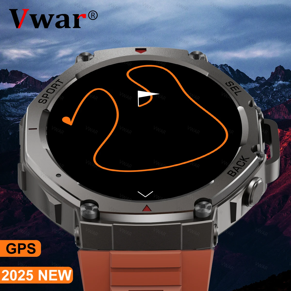 VWAR T-Rex3 GPS Smart Watch Men 5ATM IP69K Waterproof Smartwatch Compass Altimeter Barometric 1.43'' AMOLED Screen Man Watches