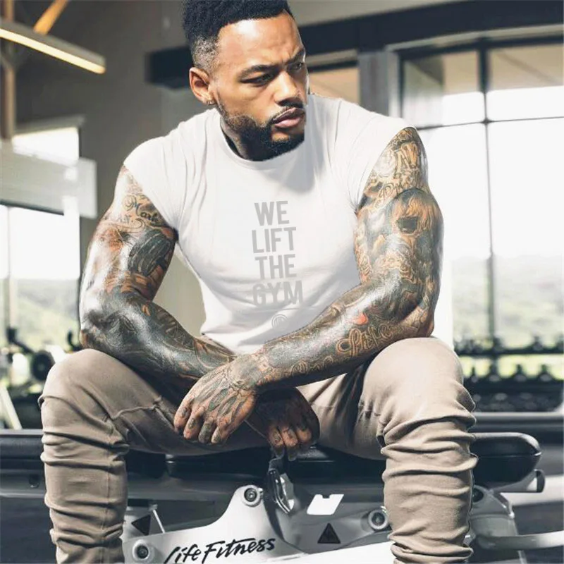 Mens Muscle Brand Sports Small Half Sleeve TShirt Fashion Workout Gym Clothing Fitness Casual Tank Top Bodybuilding Cotton Vest