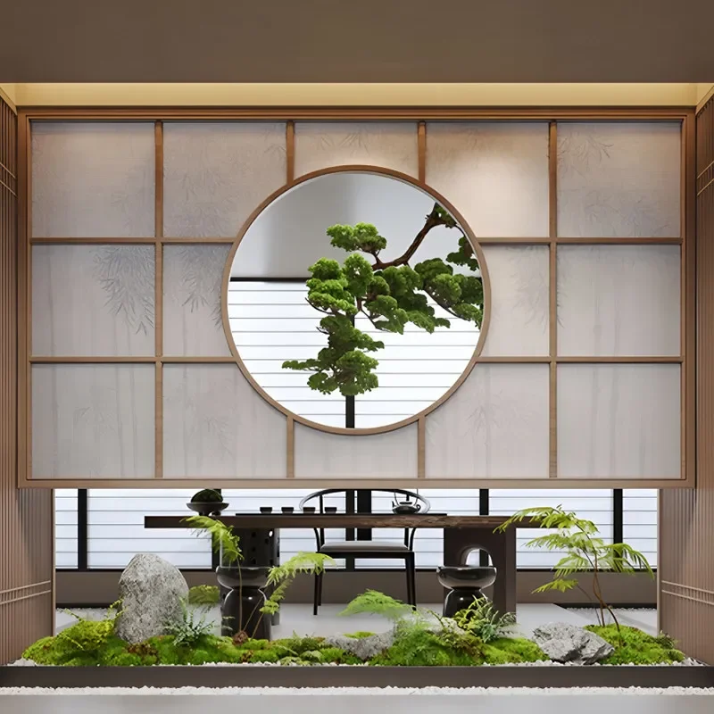 Simulated welcome pine upside-down pine entrance landscaping Luo Han pine indoor window decoration landscape