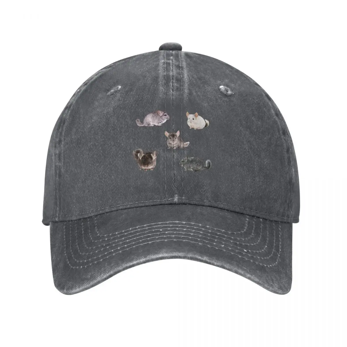 Cute Chinchillas for Chinchilla Lovers..(5 chinchillas with different colores) Baseball Cap Wild Ball Hat cute Women Men's