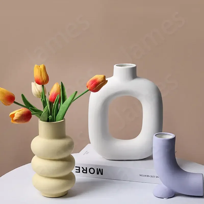 Nordic Style Vas Ceramic Vases Flower Arrangement Art Abstract Living Room Table Home Decoration Modern Style Ceramics Jug Jar