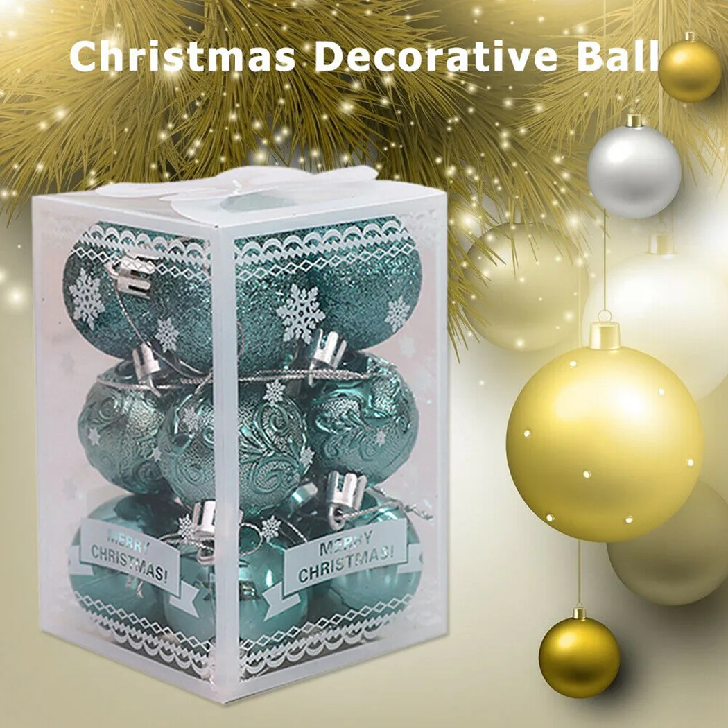 12PCS 4cm Christmas Ball Xmas Tree Balls Hanging Pendant Decoration Plastic Home Party New Year Accessories Ornament Decorations