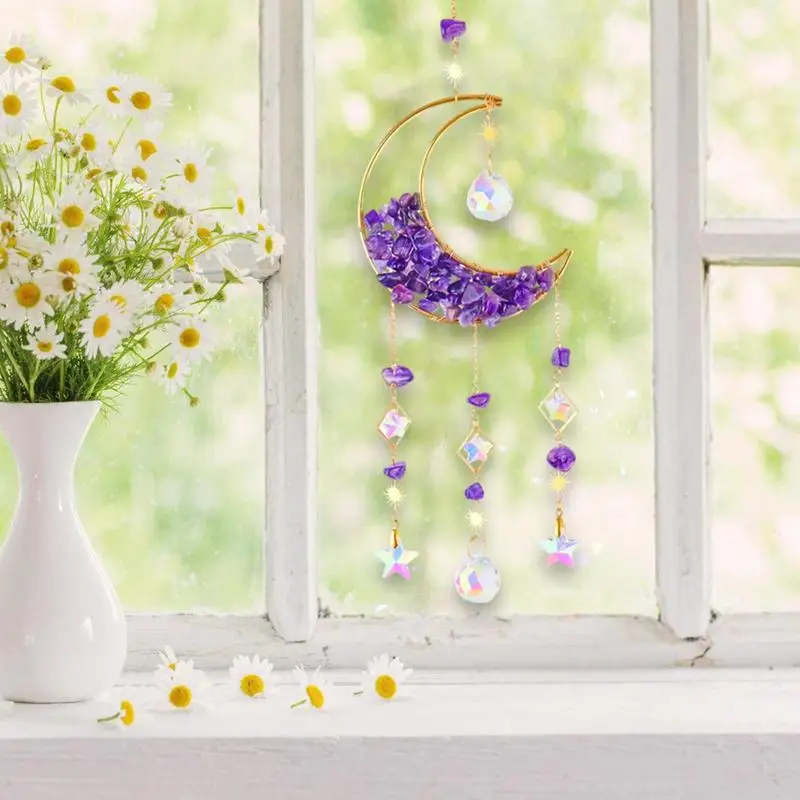 Sun Catcher Kits For Kids 300pcs Shiny Sun Catchers Making Kits In Moon Shape Decorative Multifunctional Crystal Window Decor