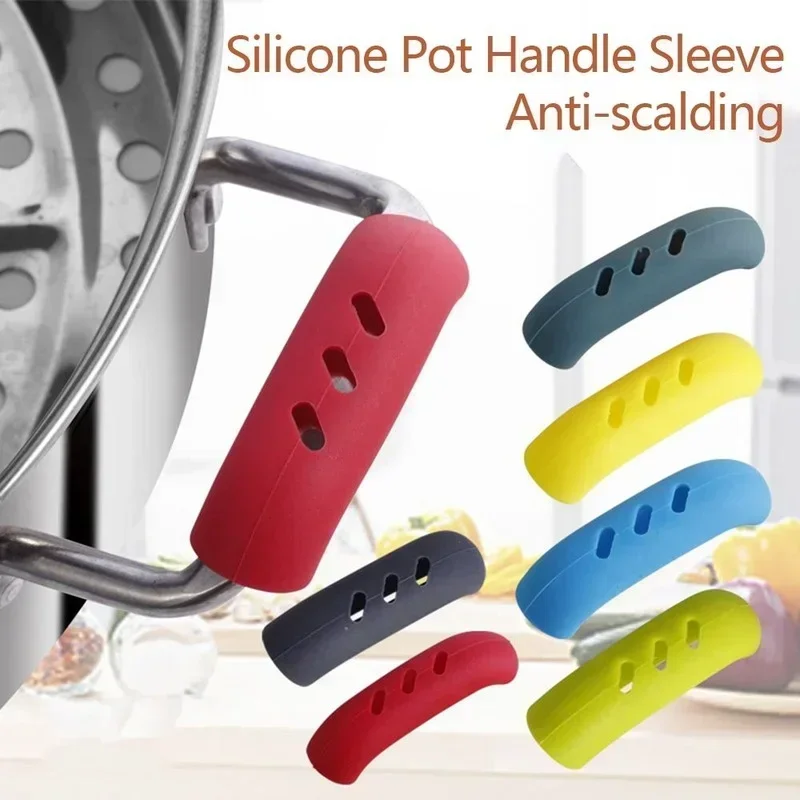 1 pair of silicone handles Anti-scalding and non-slip silicone lid pot handles Insulation glove clips Kitchen accessories Tools