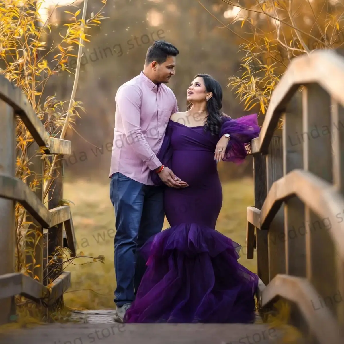 Dark Purple Maternity Dresses Photoshoot Simple Mermaid Pregnant Women Vestidos Floor Length Babyshower Robes Pus Size