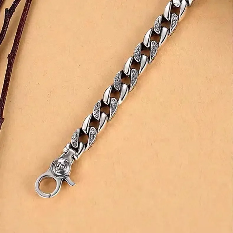 HX New Design Lucky Jinbao Paixiu Domineering Men\'s Handmade Silver Bracelet Retro Trend Bracelet Fashion Jewelry Accessories