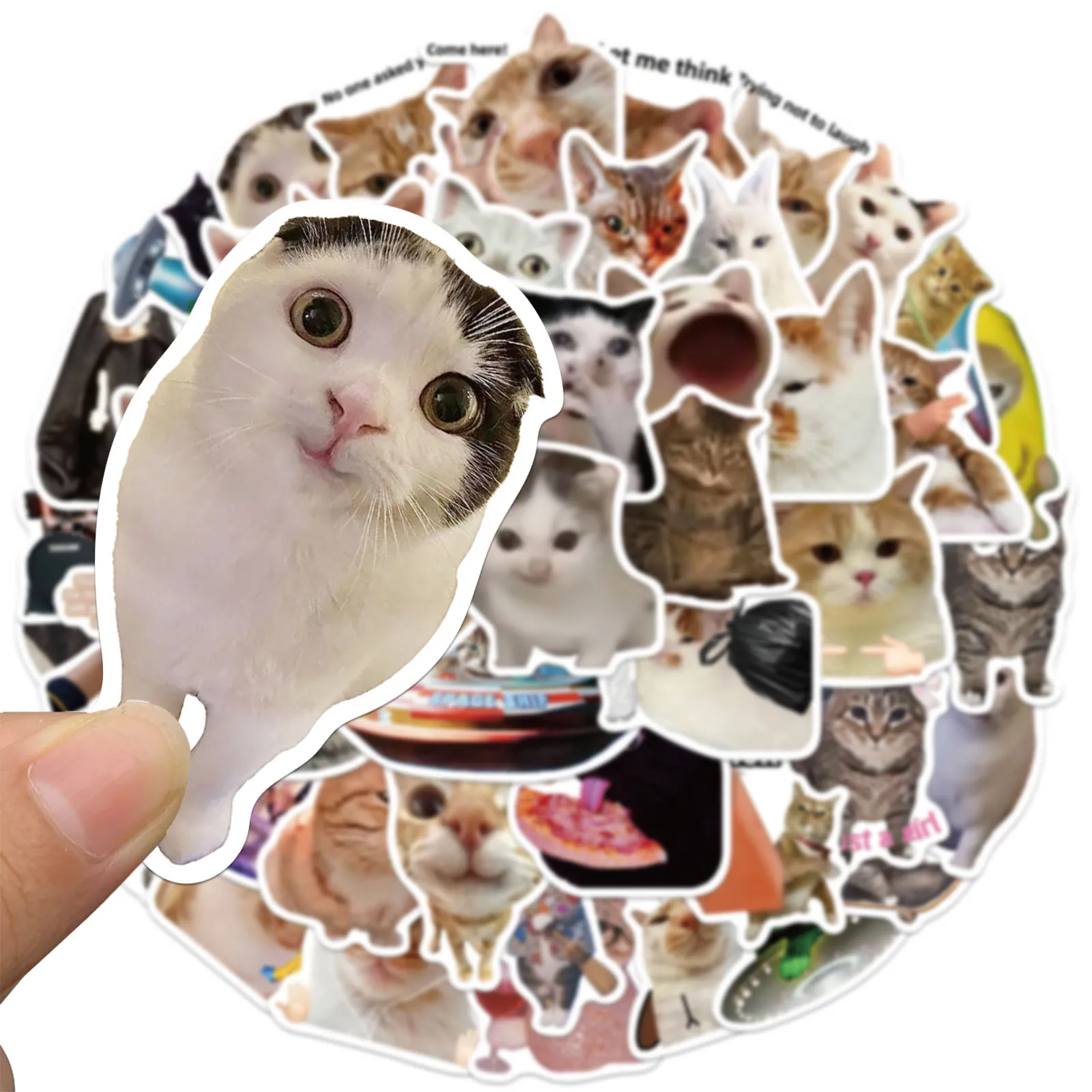 50PCS Creative Network Popular Cat Meme Collection Hand Account DIY Graffiti Stickers Water Cup Skateboard Stickers Toys image 5