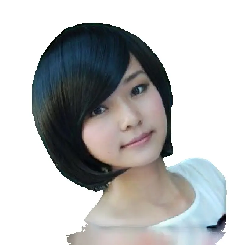 

Парик для косплея Fei-Show из термостойкого синтетического волокна, волнистый, небесно-голубой, с наклонной челкой, короткий, для студентов, для вечеринок, салонный, перука