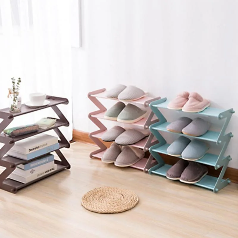 Z-type Non-woven Adjustable Shoe Rack 4 Layers Storage Organizer Shelves Stand For Footwear Home Dormitory Storage Supplies