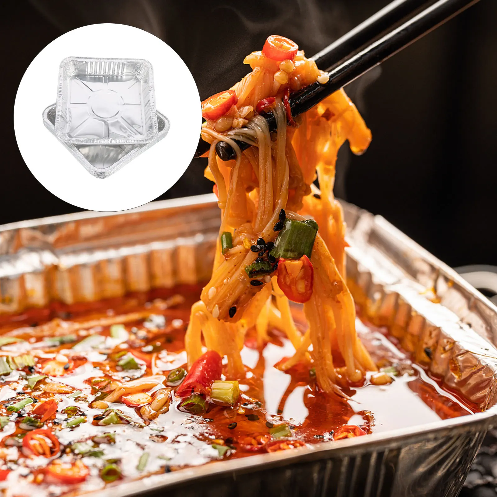 

10Pcs Bbq Box Multipurpose Foil Pans Heat Resistant Food Containers for Oven Microwave Camping Foil Pans