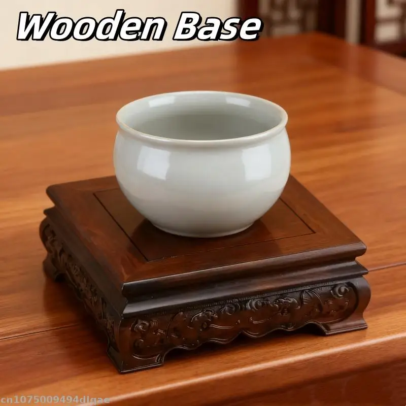 Solid Wood Carving Display Pedestal Miniature Model Decoration Base Vase Decoration Rack Incense Burner Fish Tank Base