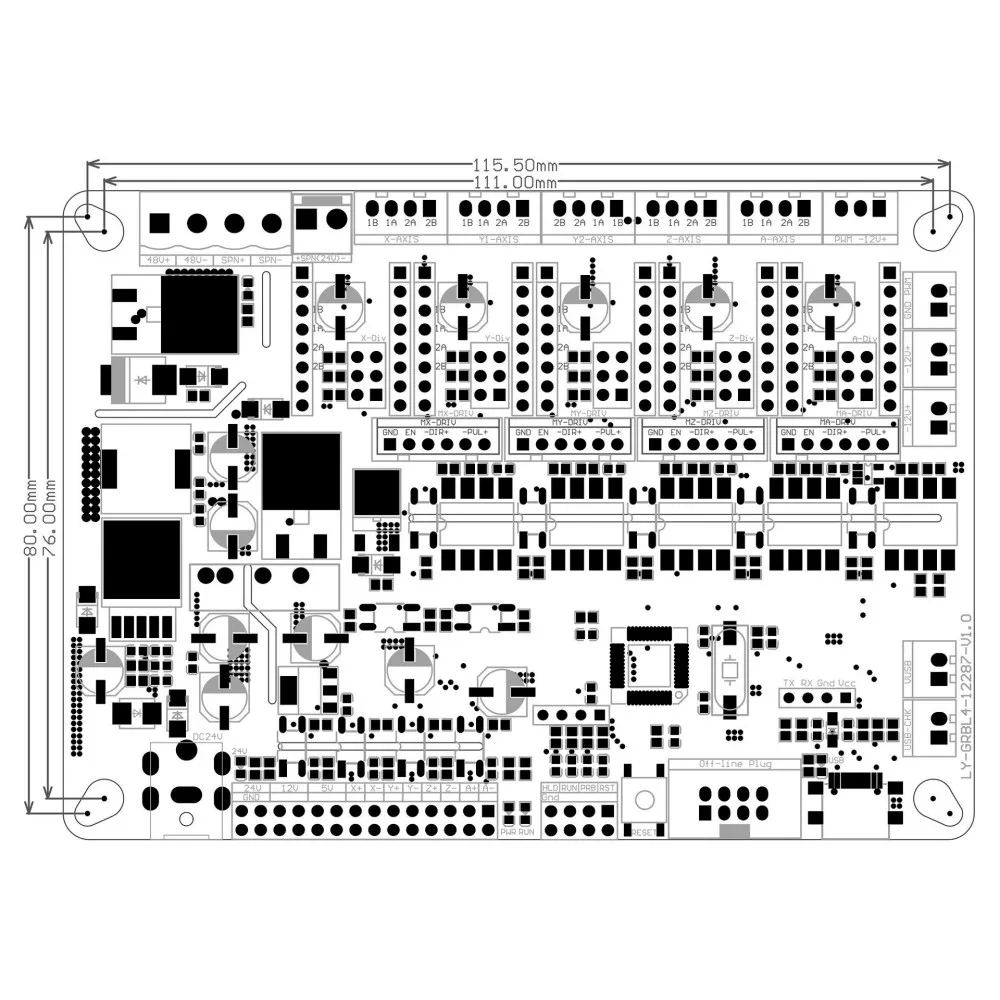 

32bit Grbl Offline Control Board 40000mm/min Speed 4 Axis Control Board Support Laser 300/500W Spindle for CNC Engraving Machine