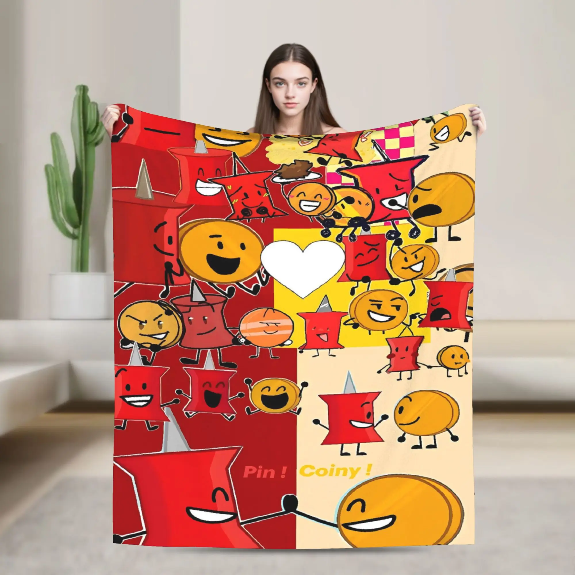 Soft BlanketsKids Decorative BFDI Battle for Dream  Throw Blanket  Flannel Bedspread Couch Chair Sofa Bed Pattern Sofa Bed Cover
