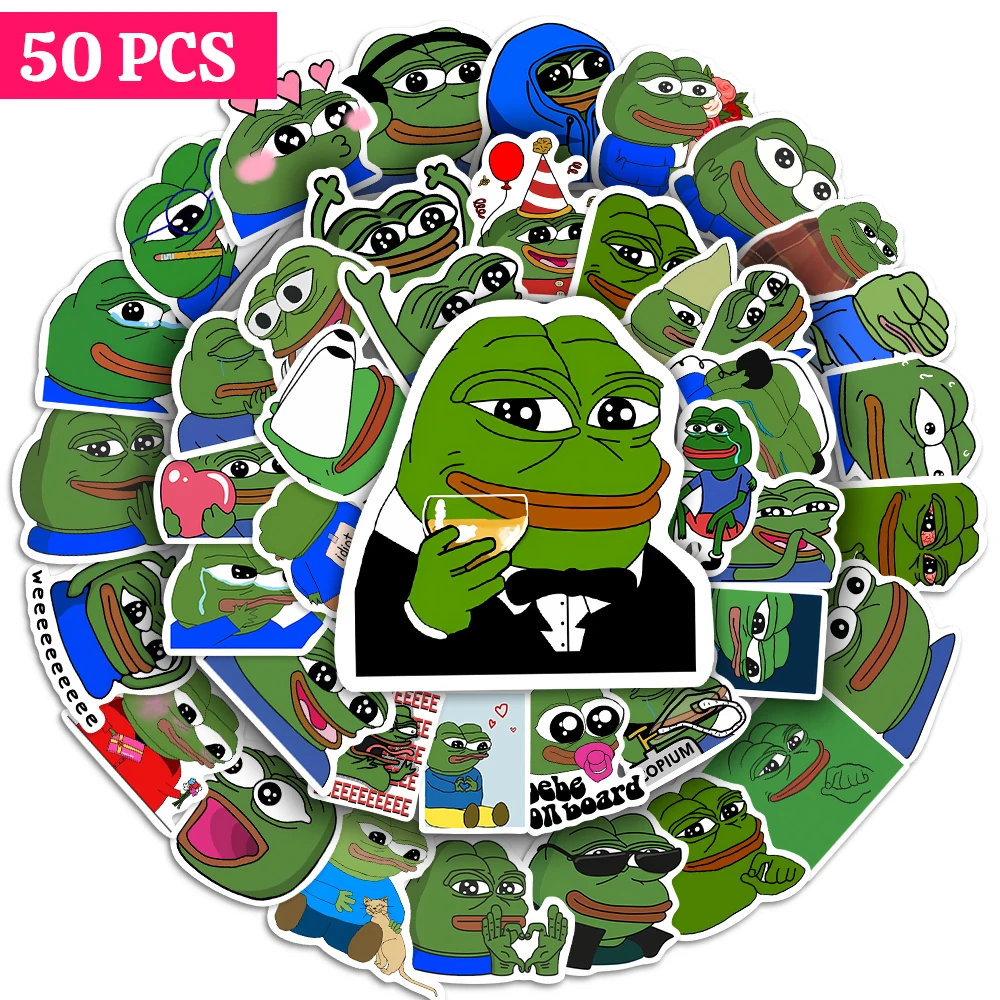 10/25/50Pcs Cartoon Funny Frog Stickers Laptop Luggage Water Cup Phone Case Guitar Fridge Car Motorcycle Waterproof PVC