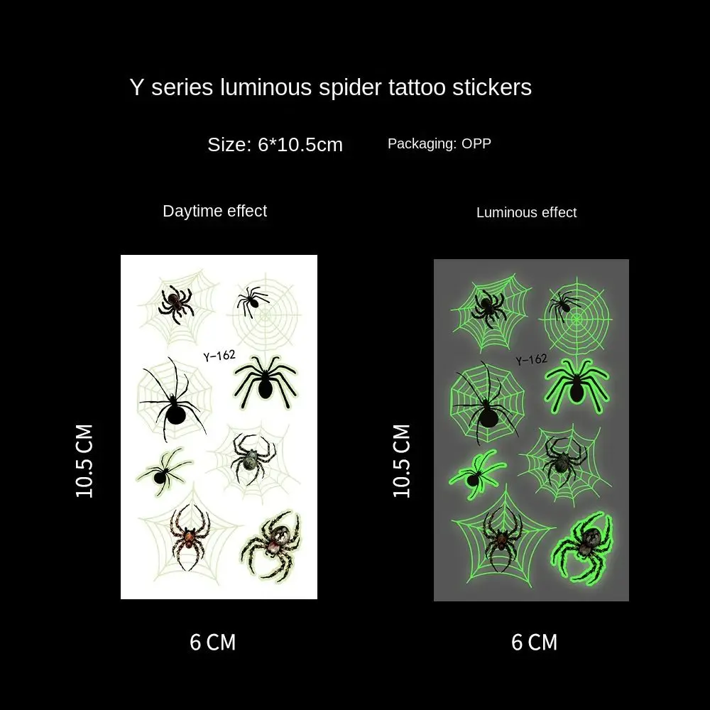 10 stücke fluoreszenz glühende Spinnennetz aufkleber Körper kunst wasserdichte Halloween-Dekorations aufkleber temporäre Abziehbilder