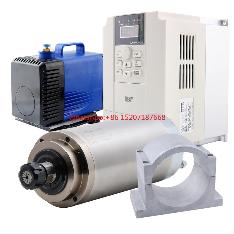 4.5KW Water Cooled Spindle Motor+Inverter VFD+ 125mm fixture + 4.5m water pump