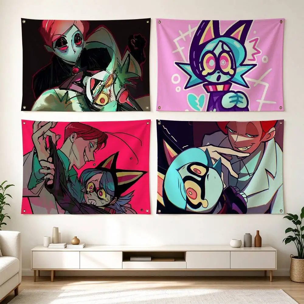 D-Dark Animation Psychocuties  Flags for Bedrooms Home Decor Items Outdoor Decors Garage Decoration Flaga