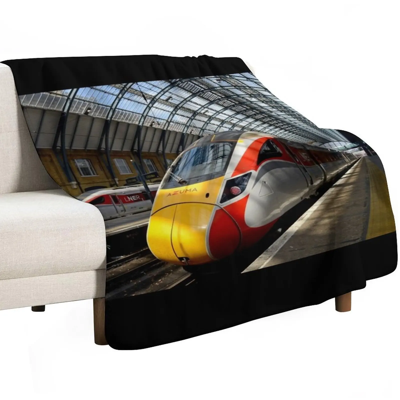 LNER Azuma 801 high speed trains at King's Cross Station Throw Blanket Soft Cozy Blanket for Pet Kids Adults