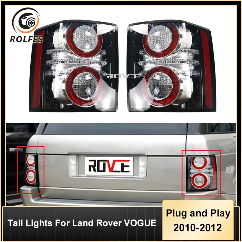 

2Pcs Car LED Rear Tail Lights Assembly Red Brake Yellow Turn Signal Fog Lamp For Land Rover VOGUE 2010 2011 2012 Accessories