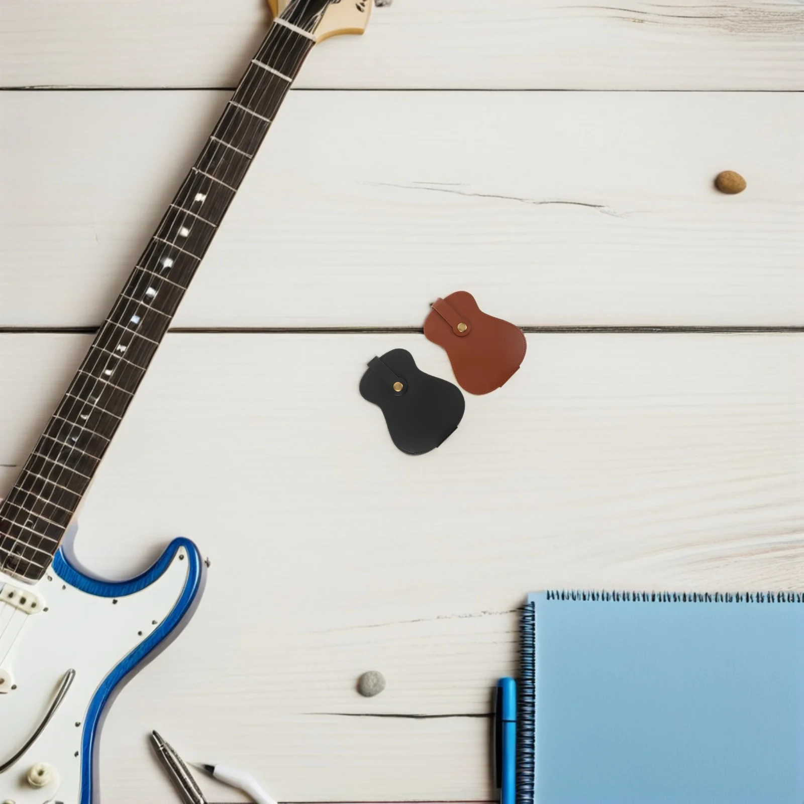 

2 Pcs Guitar Pick Storage Folding Container Picks Case Accessories Holder Pouch Pu Holders Wallet Bag Electric