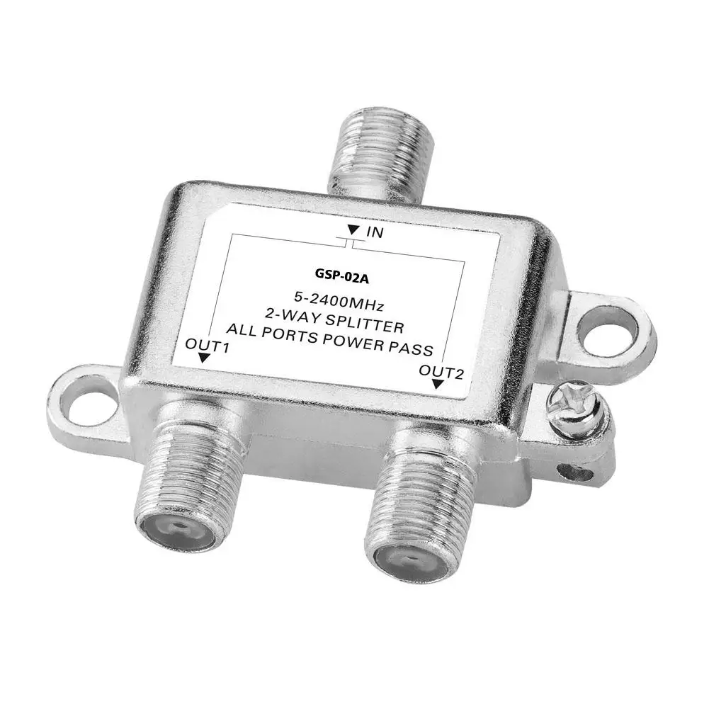 2 Way Coaxial Cable Splitter 5-2400MHz Digital RG6 for Most TV Splitter Enhanced Signal Distribution Home television accessory
