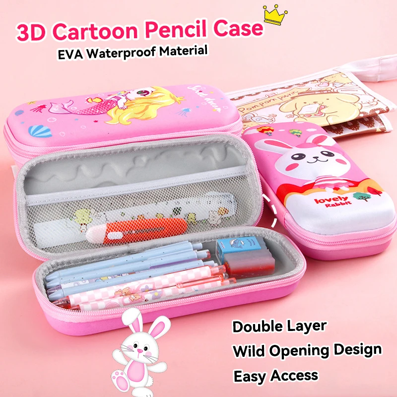 3D Cartoon Kawaii Pencil Cases EVA Pencil Bags Large Capacity Multifunctional School Stationery Cute Pencil Boxes for Students