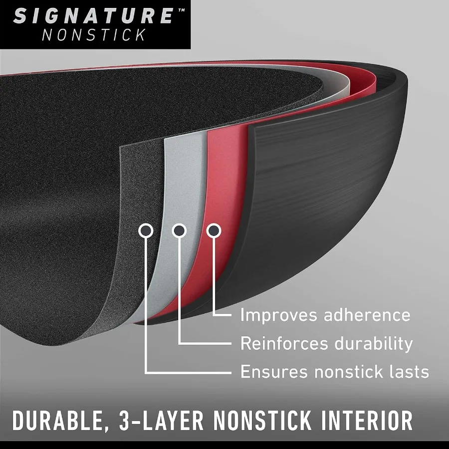 Signature HardAnodized Nonstick Wok 12 FlatBottom for Stovetop and Oven Use PFOAFree Cooking Surface Durable Black Finish Ideal