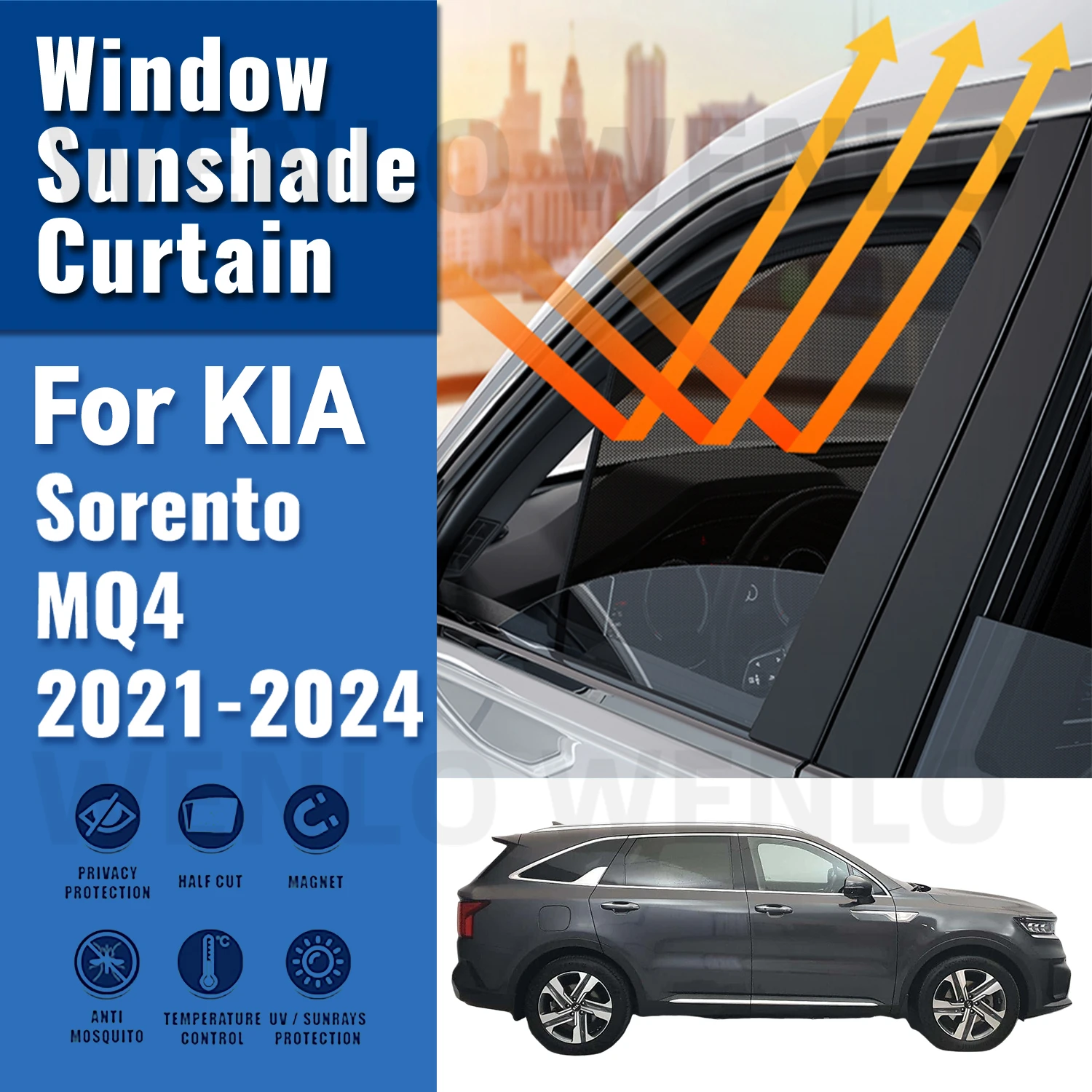 

For KIA Sorento MQ4 2021 2022 2023 2024 Car Sunshade Visor Front Windshield Frame Curtain Rear Baby Side Window Sun Shade Shield