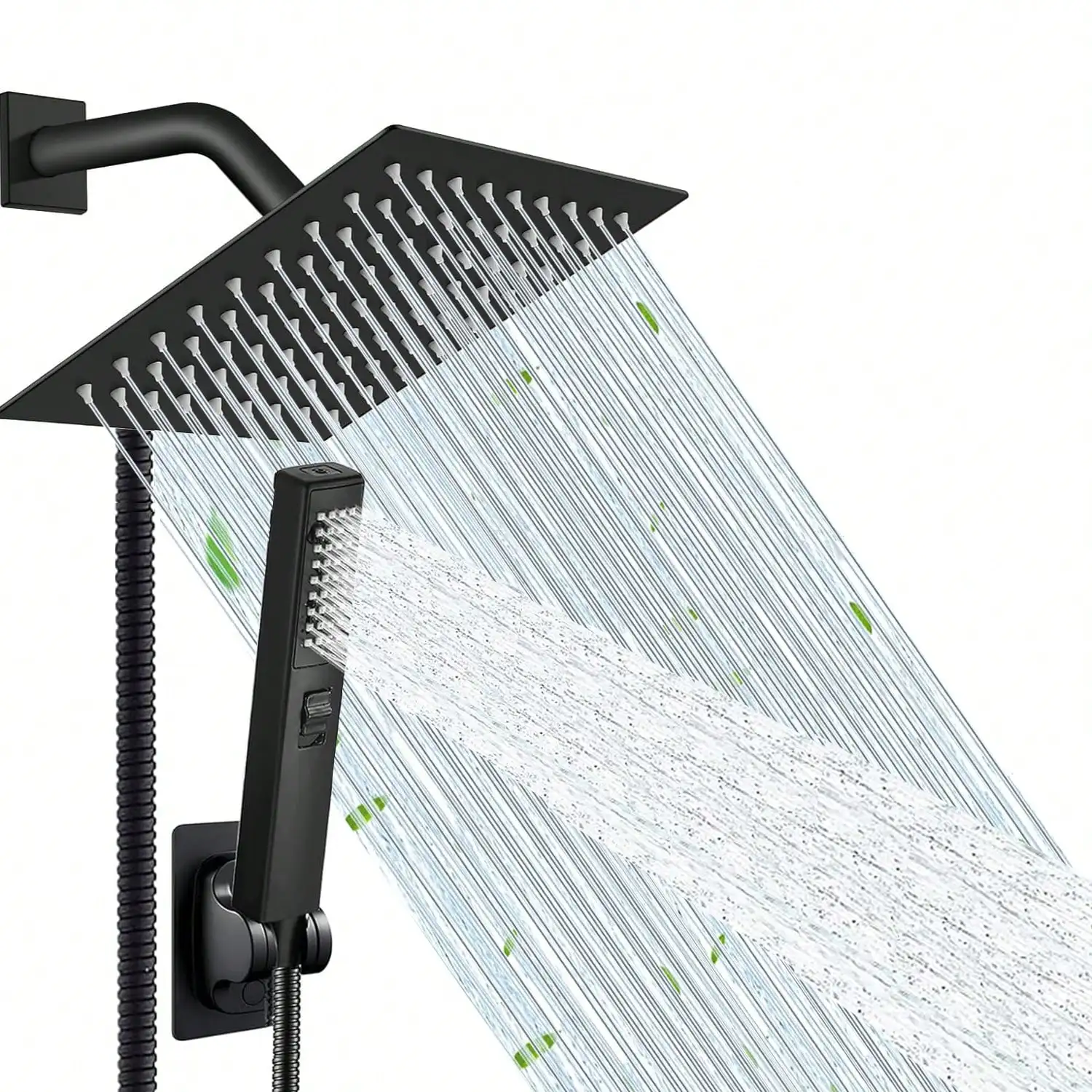 

1Set High Pressure Square Rain Shower Head With Handheld Spray Combo, Equipped With 78" Stainless Steel Flexible Hose,