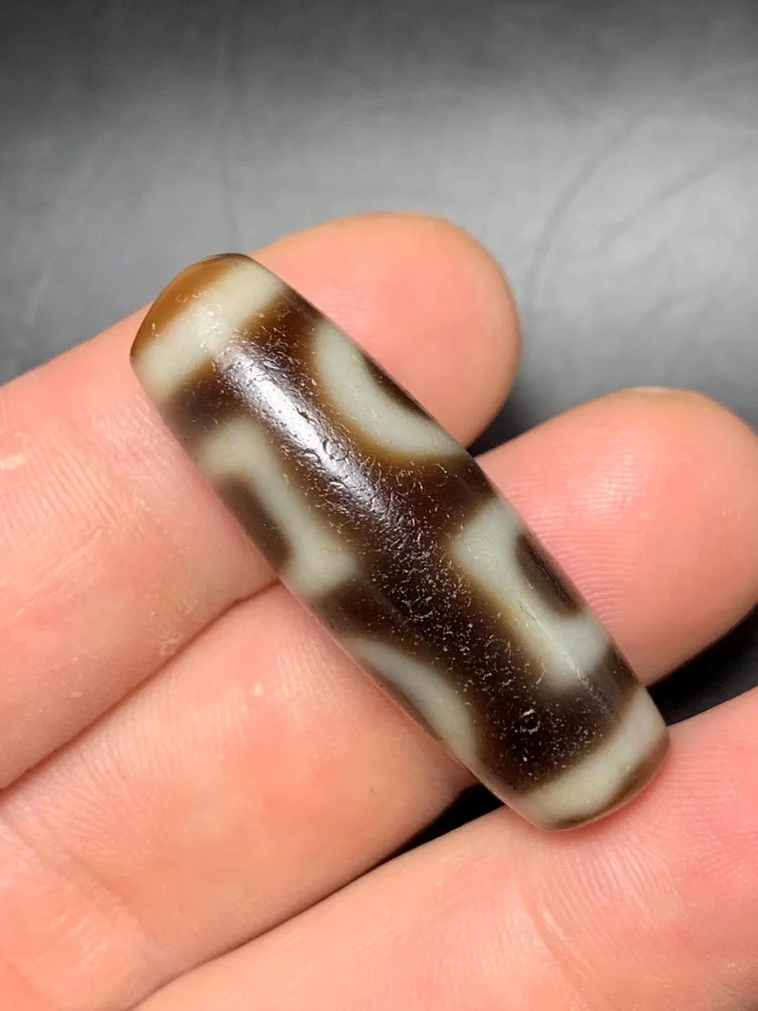 Energy Tibetan Old Oily Agate High Level Weathering Double Heaven&Earth Harmonious Symbol dZi Bead Amulet UF06 UPD210825A1