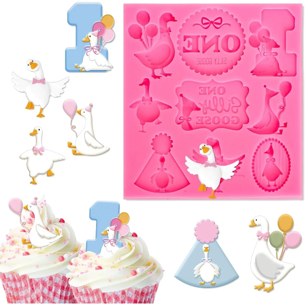 Een domme gans verjaardag fondant mallen grappige domme gans siliconen mallen chocolade snoep mal voor keuken ambachten bakken eerste bi