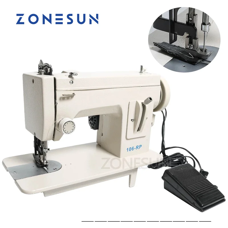 

ZONESUN 106-RP-straight Household Sewing Machine Fur Leather Fell Clothes Thick Sewing Tool Thick Fabric Material Stitching Tool