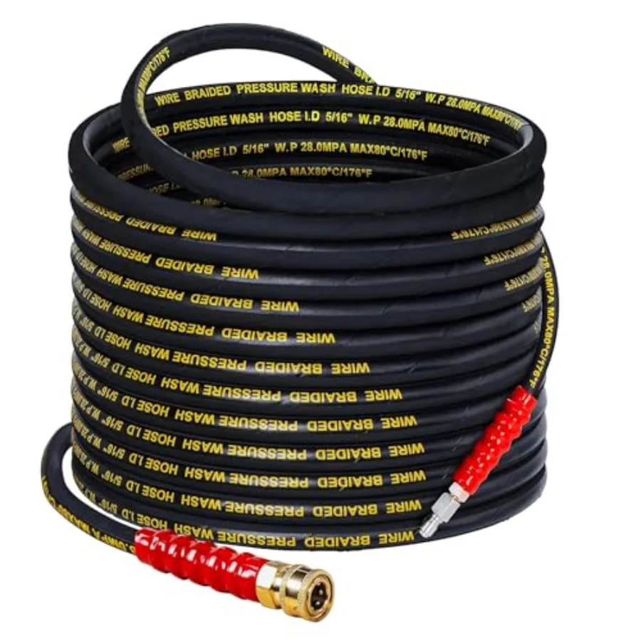 

Шланг для мойки высокого давления 50 футов с быстроразъемным соединением 3/8 дюйма, 4000 PSI, устойчивый к перегибам, с высокопрочной проволочной оплеткой