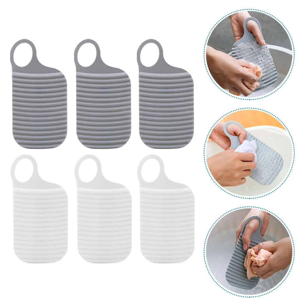 

6pcs Mini Washboard Stripe Texture Durable Portable Travel Laundry Scrubbing Board for Bra Socks Briefs Small Lightweight