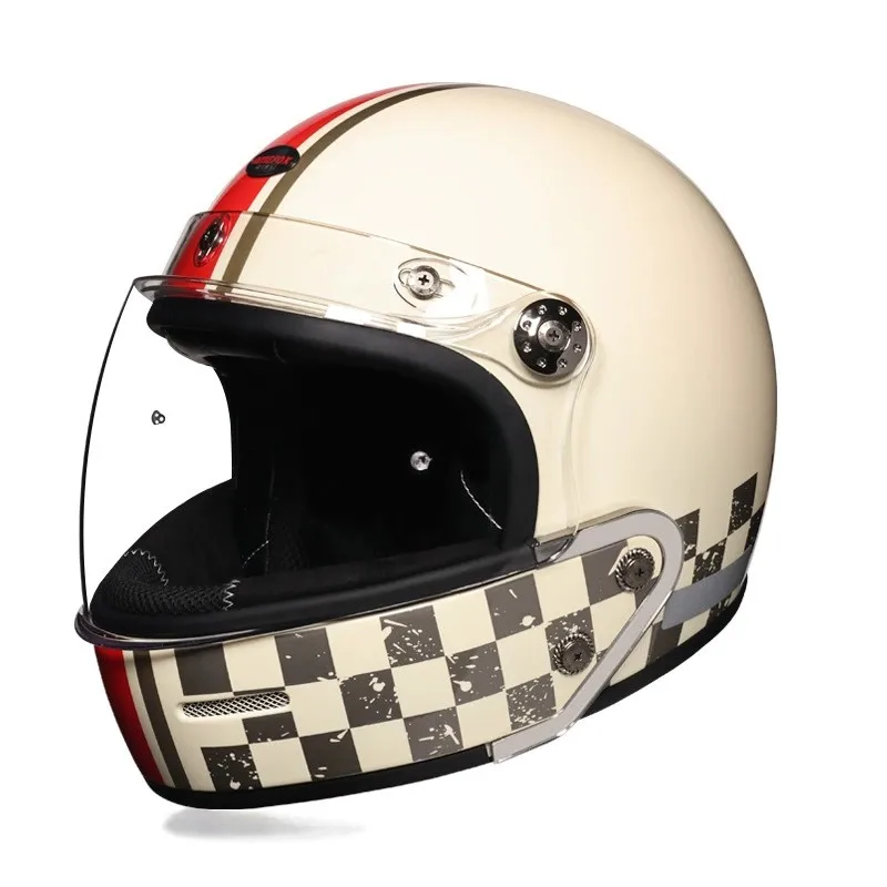 

Classic Retro Motorcycle Helmet Retro Full-Face Helmet DOT Certified Retro Cruiser Helmet Ventilated and Comfortable Retro Helm