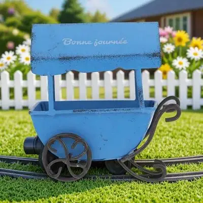 

Decorative Tinplate Trolley Retro Metal Art Craft Home Decor Desktop Adornment Vintage Sculpture Photography Props