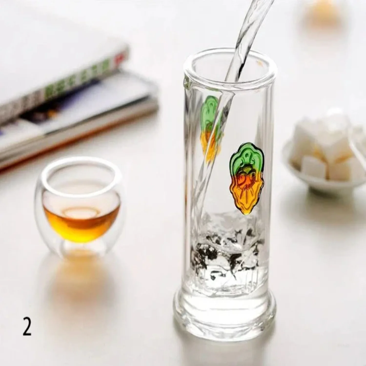 إبريق شاي زجاجي مقاوم للحرارة مع غلاية مرشحة إبريق شاي مصفاة شاي في كوب إبريق شاي Gaiwan لغلي الماء مجموعة أوعية Pu Erh