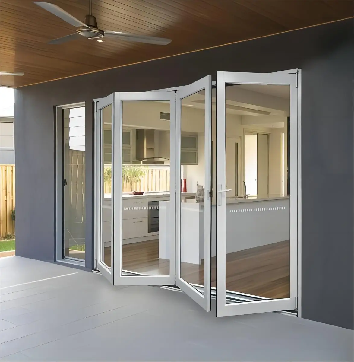 Sixinalu Accordion Bi-fold Doors Panel Exterior Interior Folding Aluminum Sliding Double Glazed Garden Door Home Decor Custom