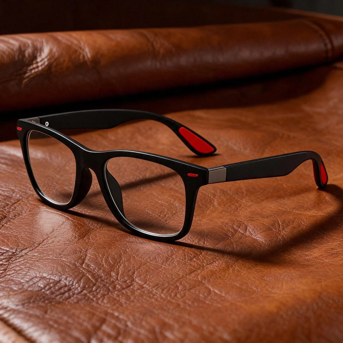 

Retro Square Reading Glasses Women Black Red Accents Anti Blue Light Reading Glasses Men For Computer Use