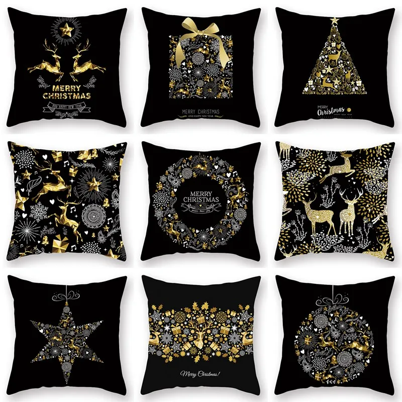 Christmas Cushion Cover Merry Christmas Decorations for Home 2024 Christmas Ornament Navidad Xmas Santa Natal Noel New Year 2025