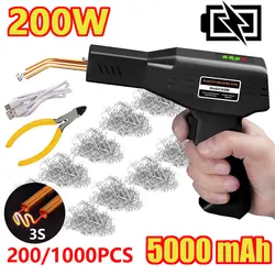 200W Cordless Cordless Cord Plastic Welding Machine Rapid Hot USB Charge Kit di riparazione paraurti automatico portatile con chiodi per saldatura a 4 stili