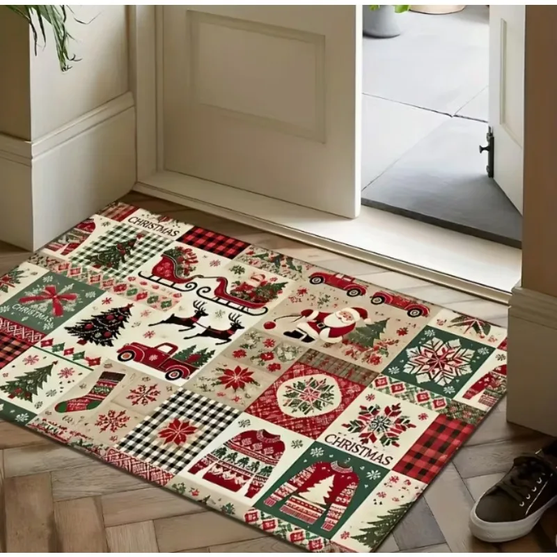 1 Stück Frohe Weihnachten-Bereichmatte, geeignet für Wohnzimmer, Schlafzimmer, Küche, Weihnachtsgeschenk, Zimmermatte, Weihnachten, Retro-Heimdekoration